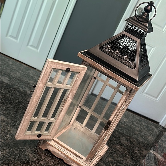 Rustic Wooden Lantern Candle or Accessory Holder Enclosed w/ Hinged Latched Door - Picture 2 of 13